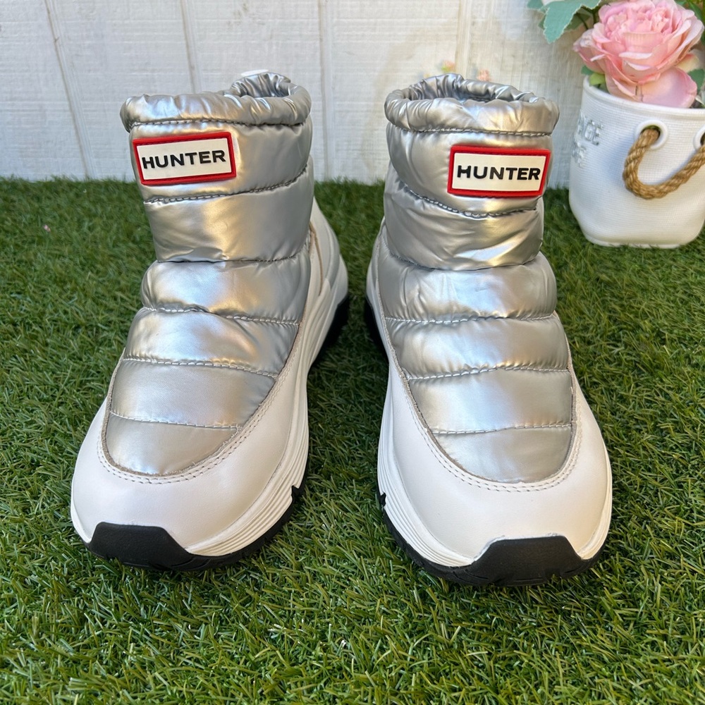 HUNTER WomenAnne Insulated Waterproof Snow Booties SILVER size 6 US NEW - Picture 6 of 16